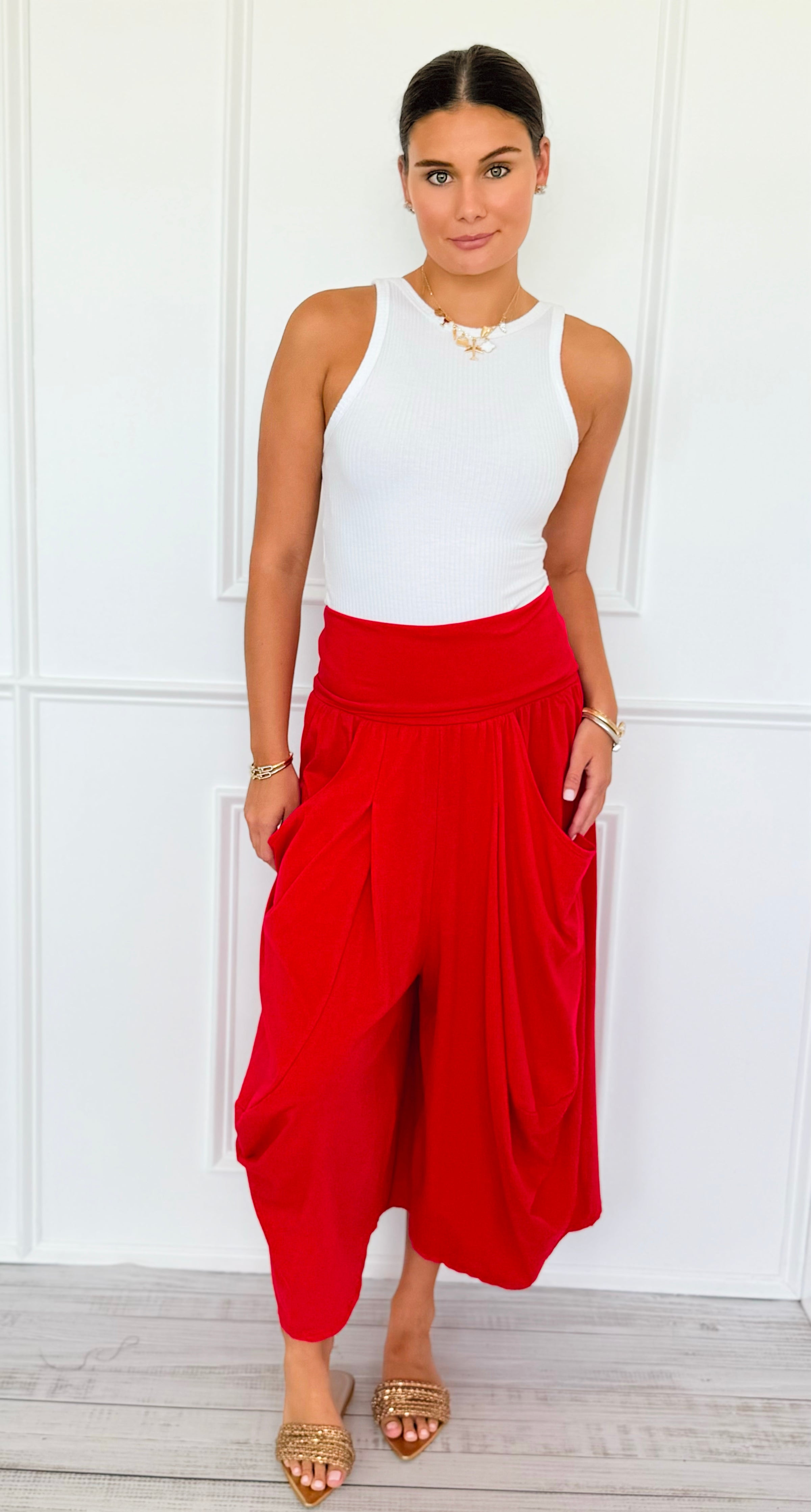 Lounge Nomad Italian Pant- Red-100 Pants-CLEAR S/ SENORITA C-Coastal Bloom Boutique, find the trendiest versions of the popular styles and looks Located in Indialantic, FL