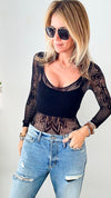 Lace Skin Tight Layering Bodysuit-220 Intimates-YELETE-Coastal Bloom Boutique, find the trendiest versions of the popular styles and looks Located in Indialantic, FL