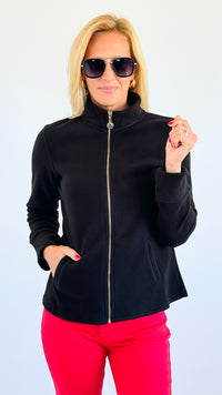 Penelope High-Neck Zip-Up - Solid Black-160 Jackets-ARYEH-Coastal Bloom Boutique, find the trendiest versions of the popular styles and looks Located in Indialantic, FL