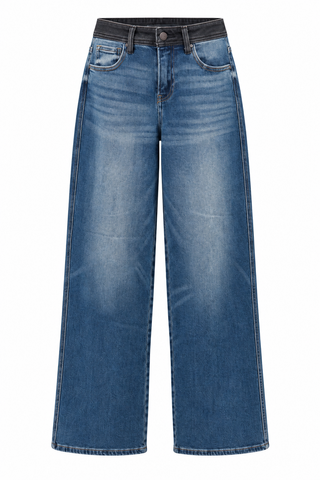 Stretch High Rise Wide Leg Jeans