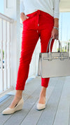 Love Endures Italian Jogger - Red Orange-180 Joggers-Italianissimo/ SUNNY HOLIDAYS-Coastal Bloom Boutique, find the trendiest versions of the popular styles and looks Located in Indialantic, FL