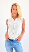 Golden Hour Textured Vest - White-150 Cardigans/Layers-Blu Pepper-Coastal Bloom Boutique, find the trendiest versions of the popular styles and looks Located in Indialantic, FL