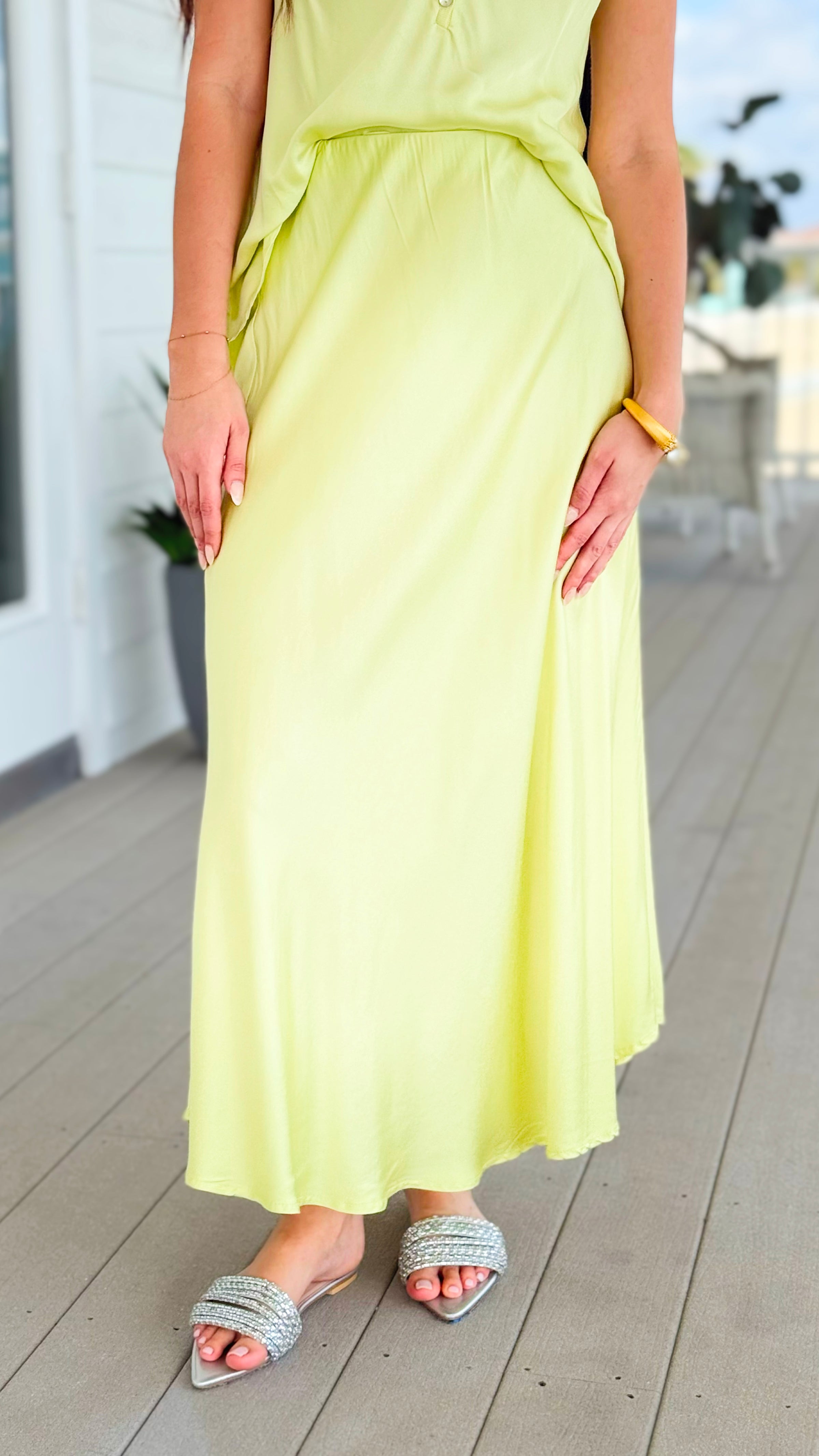 Just My Type Italian Skirt- Light Green