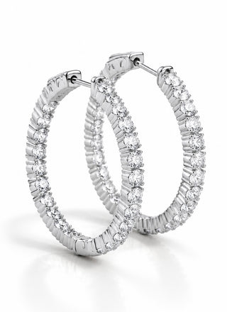 Double Vision 1.35" 3MM Eternity Hoop Earrings