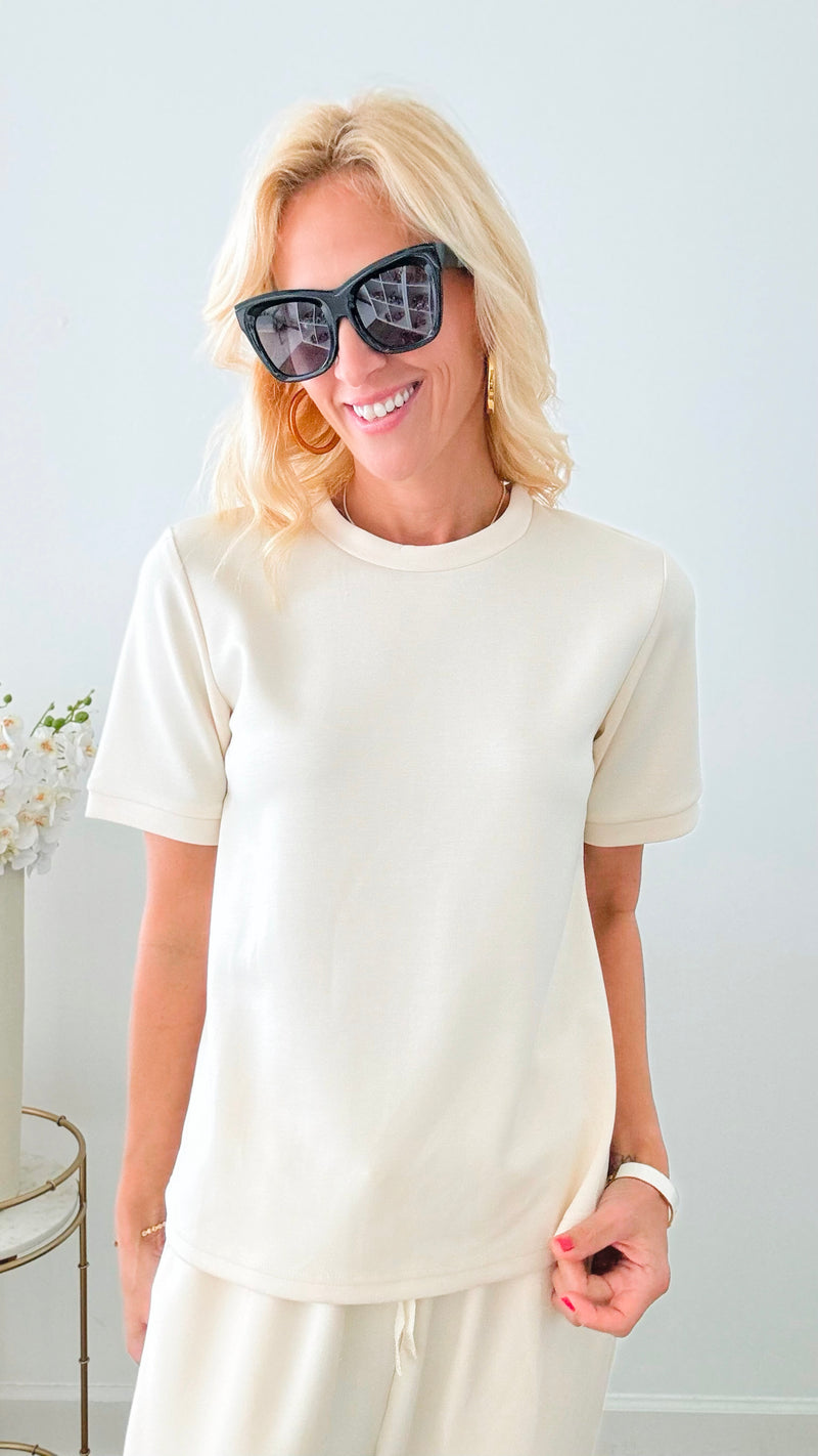 Butter Modal Tee - Eggshell-100 Sleeveless Tops-Before You-Coastal Bloom Boutique, find the trendiest versions of the popular styles and looks Located in Indialantic, FL