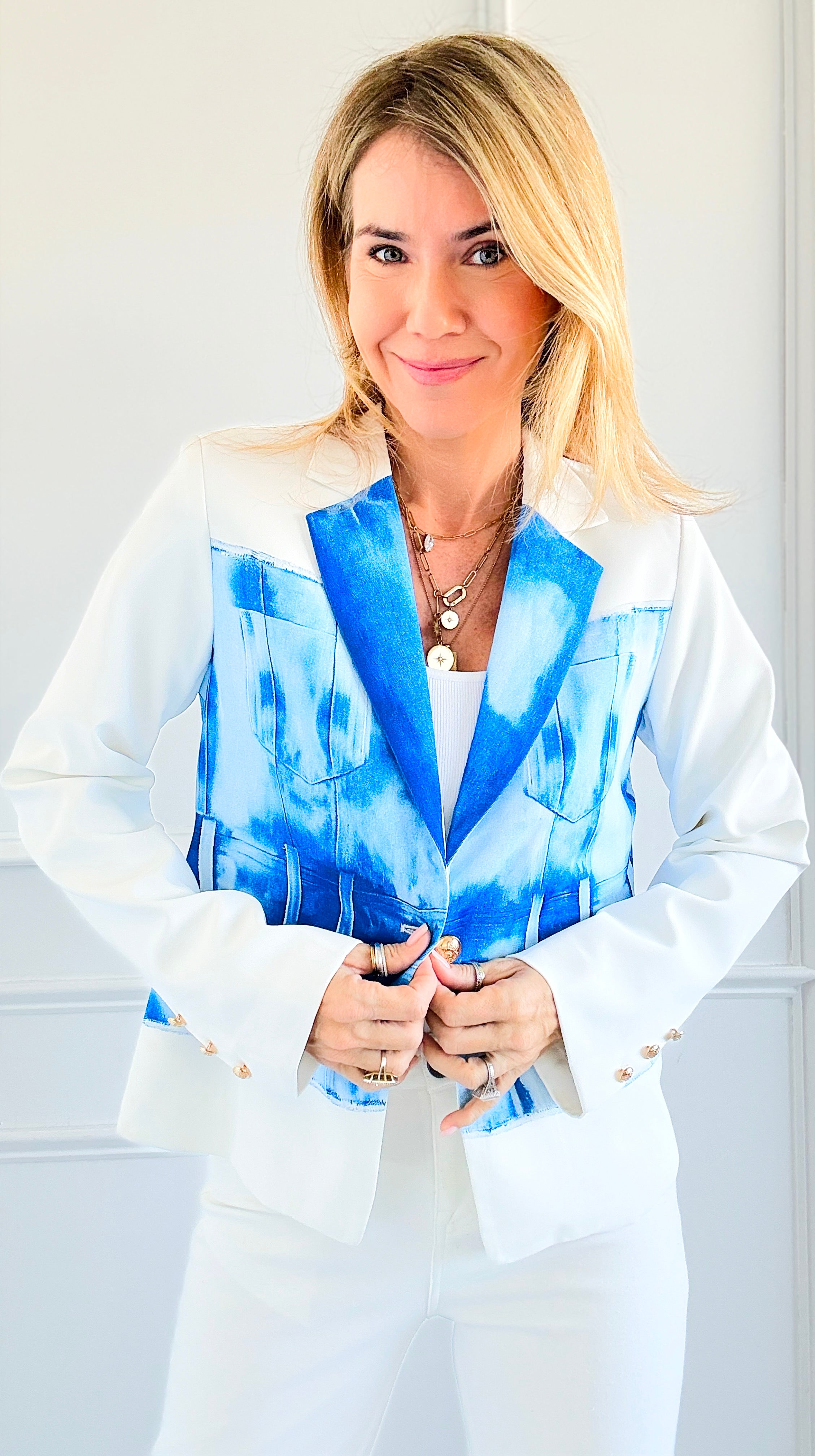 Coastal Canvas Statement Blazer-160 Jackets-JJ'S FAIRYLAND-Coastal Bloom Boutique, find the trendiest versions of the popular styles and looks Located in Indialantic, FL