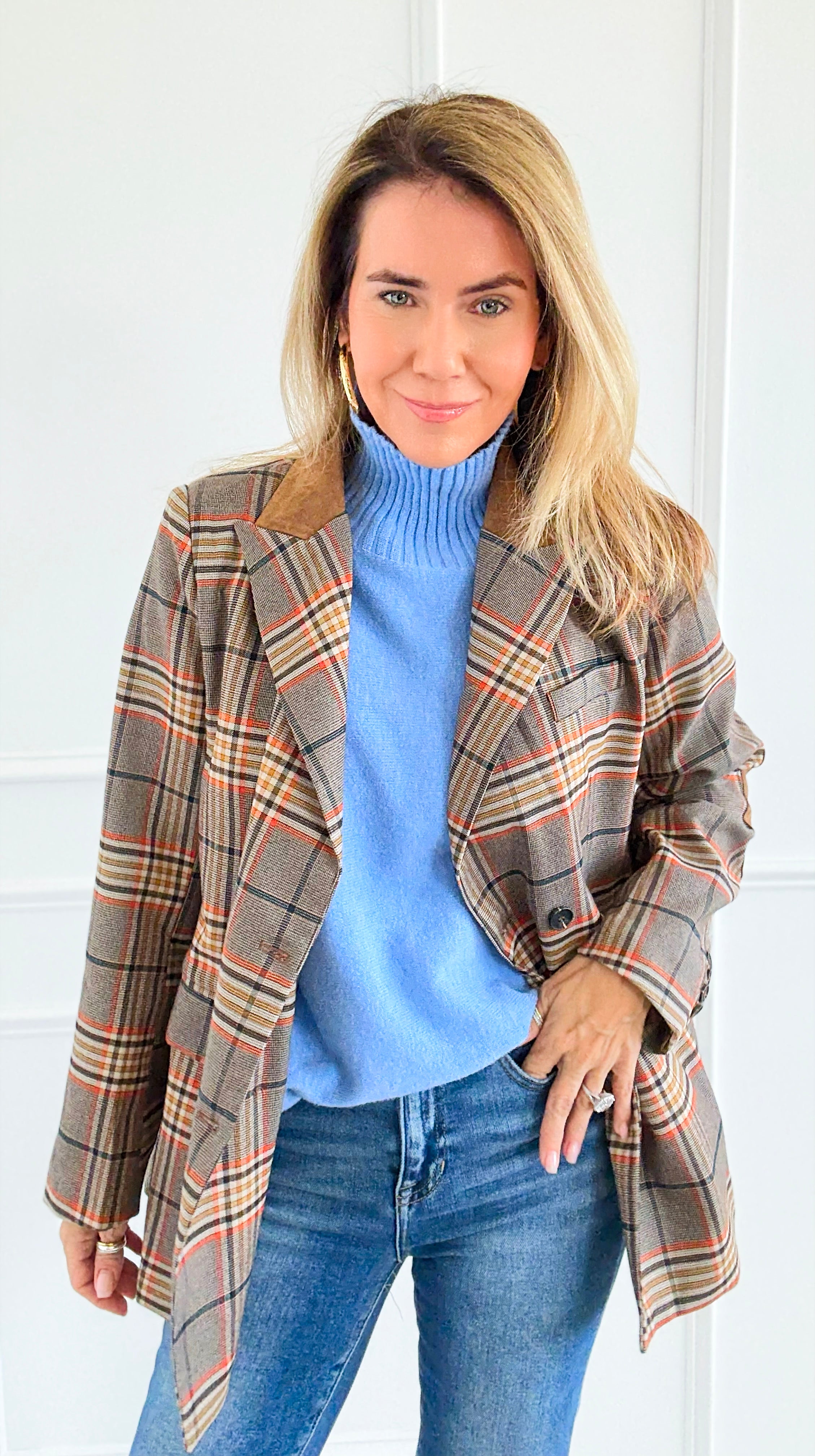 Autumn Lecture Elbow Patch Blazer-160 Jackets-JODIFL-Coastal Bloom Boutique, find the trendiest versions of the popular styles and looks Located in Indialantic, FL