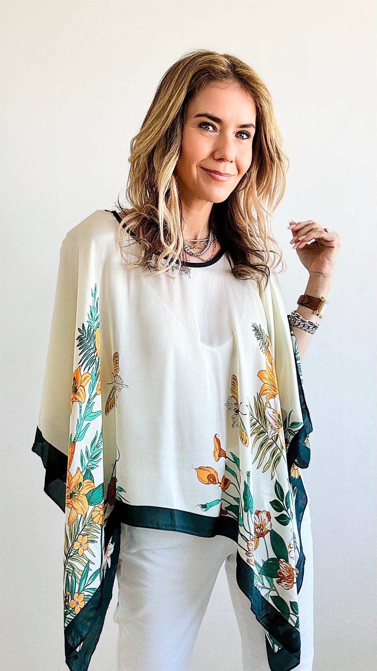 Floral Print Poncho-150 Cardigans/Layers-CBALY-Coastal Bloom Boutique, find the trendiest versions of the popular styles and looks Located in Indialantic, FL
