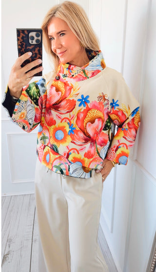 Garden Party Italian Kaleidoscope Jacket- Beige
