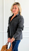 City Lines Ribbed Zip Cardigan - Black-150 Cardigans/Layers-Zenana-Coastal Bloom Boutique, find the trendiest versions of the popular styles and looks Located in Indialantic, FL