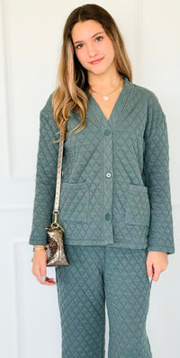 Quilted Jacket and Pants Set - Ash Jade-210 Loungewear/Sets-Zenana-Coastal Bloom Boutique, find the trendiest versions of the popular styles and looks Located in Indialantic, FL