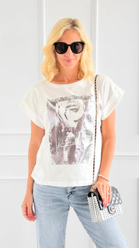 Always Smile Italian Graphic Tee-110 Short Sleeve Tops-FIRSTAGE-Coastal Bloom Boutique, find the trendiest versions of the popular styles and looks Located in Indialantic, FL