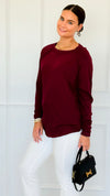 Effortless Chic Long Sleeve Top - Cabernet-110 Long Sleeve Tops-Zenana-Coastal Bloom Boutique, find the trendiest versions of the popular styles and looks Located in Indialantic, FL