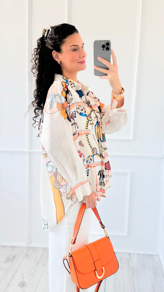 Horse Inspired Botton Down Italian Top