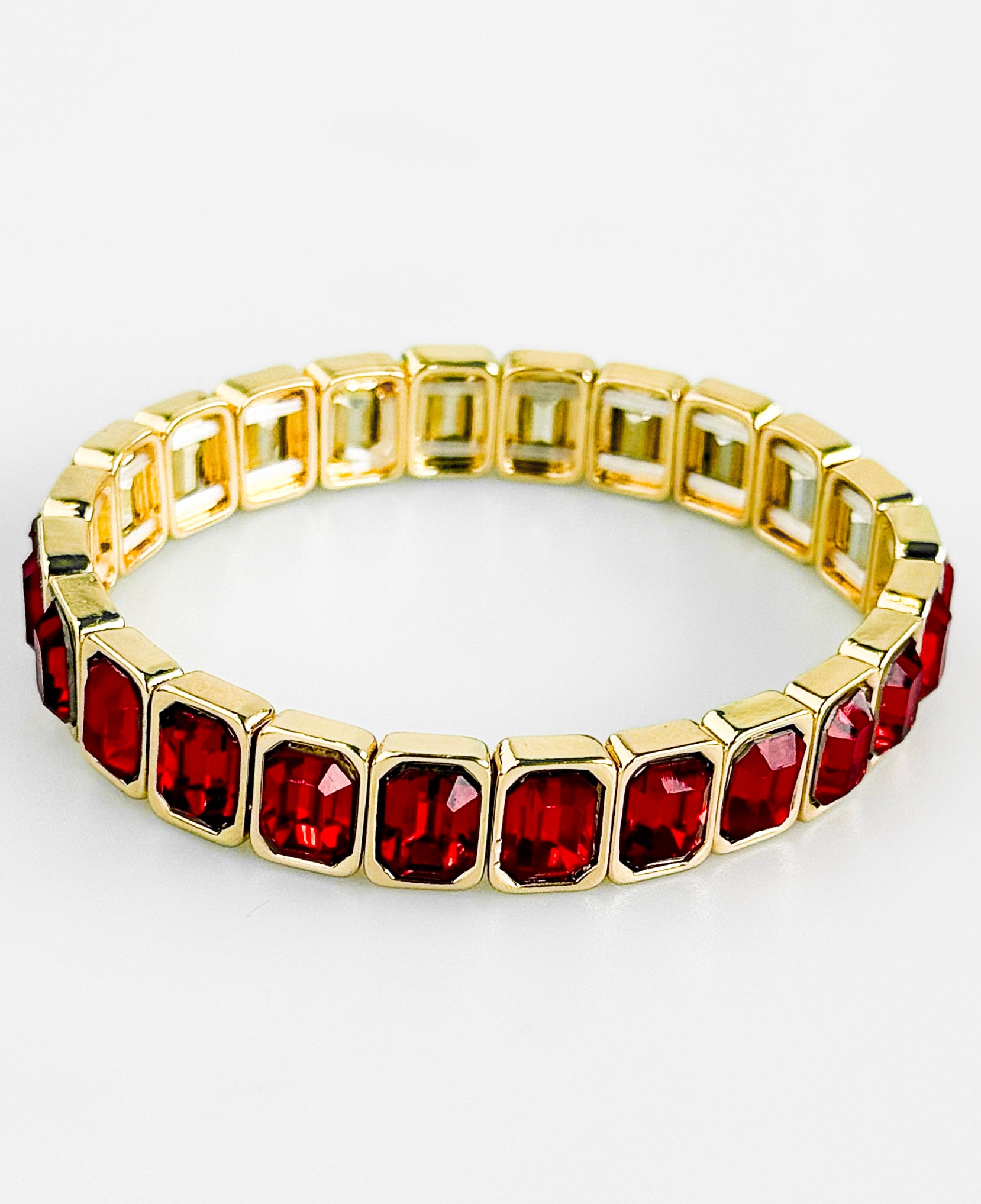 Bold Facet Stretch Bracelet - Ruby-230 Jewelry-Rough Sketch-Coastal Bloom Boutique, find the trendiest versions of the popular styles and looks Located in Indialantic, FL