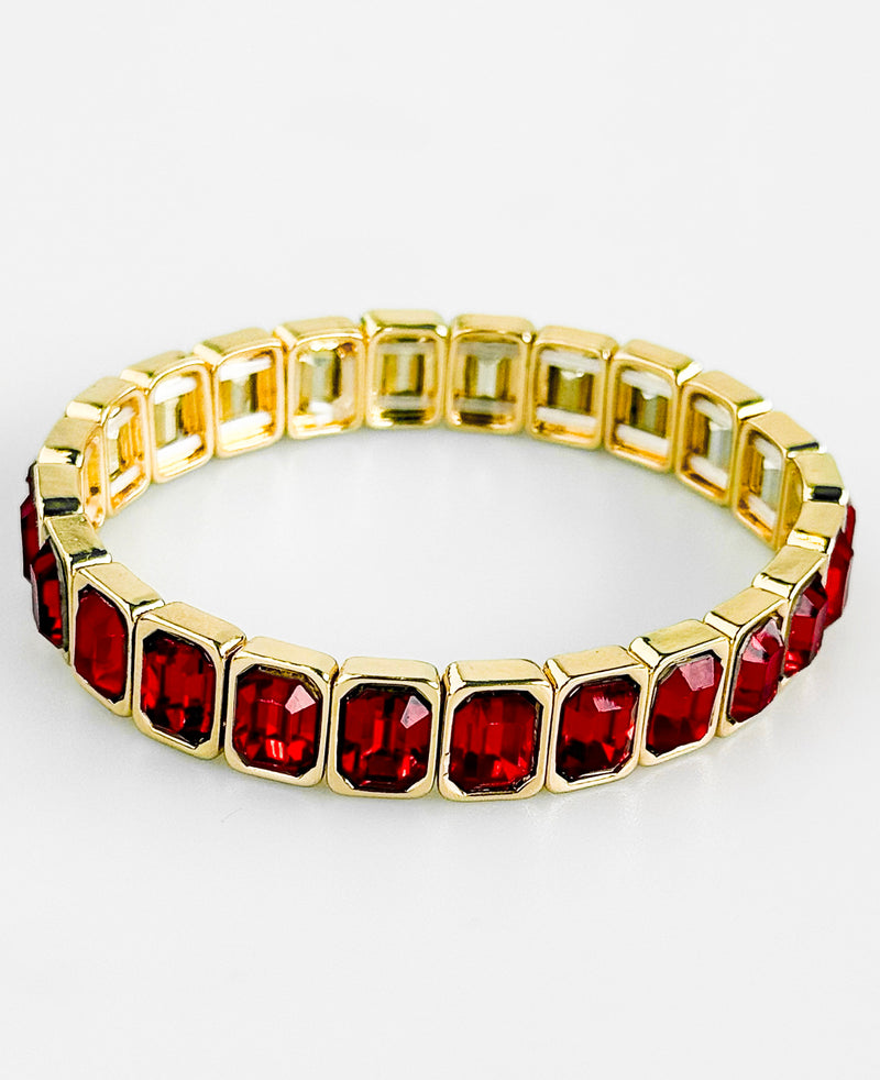 Bold Facet Stretch Bracelet - Ruby-230 Jewelry-Rough Sketch-Coastal Bloom Boutique, find the trendiest versions of the popular styles and looks Located in Indialantic, FL