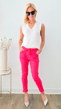 Love Endures Italian Jogger - Raspberry-180 Joggers-Italianissimo-Coastal Bloom Boutique, find the trendiest versions of the popular styles and looks Located in Indialantic, FL