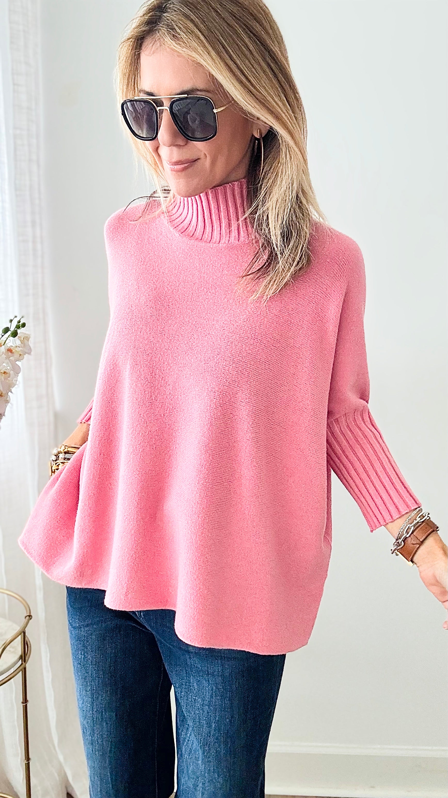 Break Free Relaxed Italian Sweater - Rose Pink-140 Sweaters-Germany-Coastal Bloom Boutique, find the trendiest versions of the popular styles and looks Located in Indialantic, FL