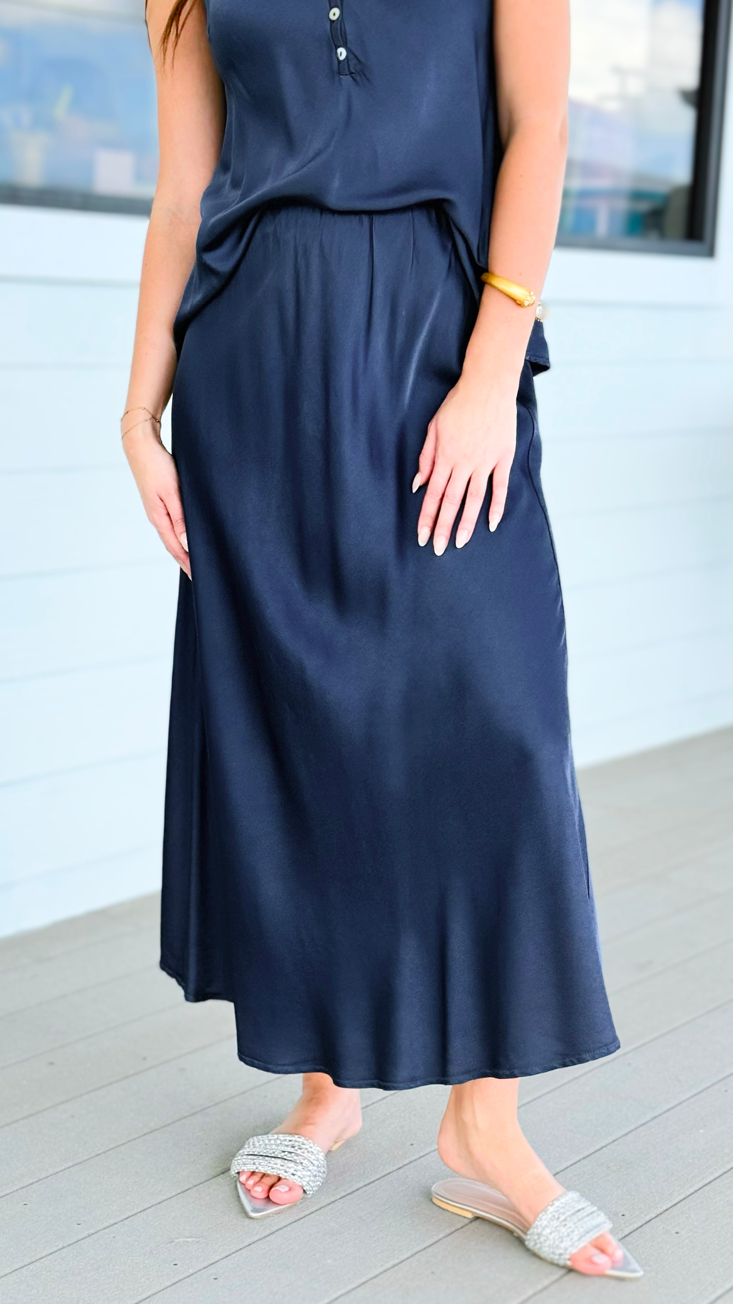 Just My Type Italian Skirt- Navy