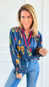 Floral Poetry Woven Top-110 Long Sleeve Tops-Umgee-Coastal Bloom Boutique, find the trendiest versions of the popular styles and looks Located in Indialantic, FL