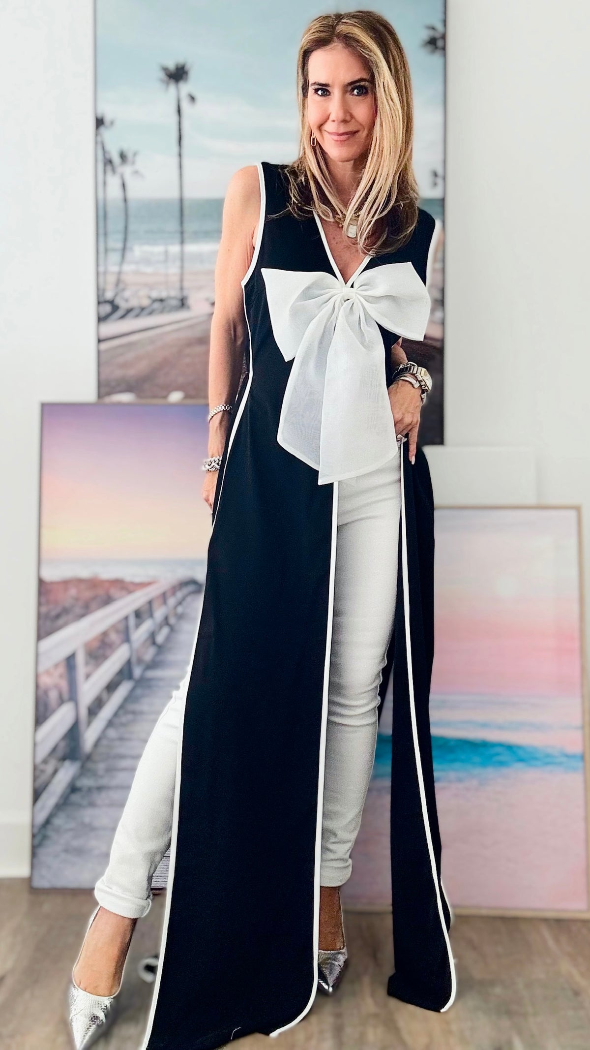 Timeless Duo Bow Top - Black-100 Sleeveless Tops-Valentine-Coastal Bloom Boutique, find the trendiest versions of the popular styles and looks Located in Indialantic, FL