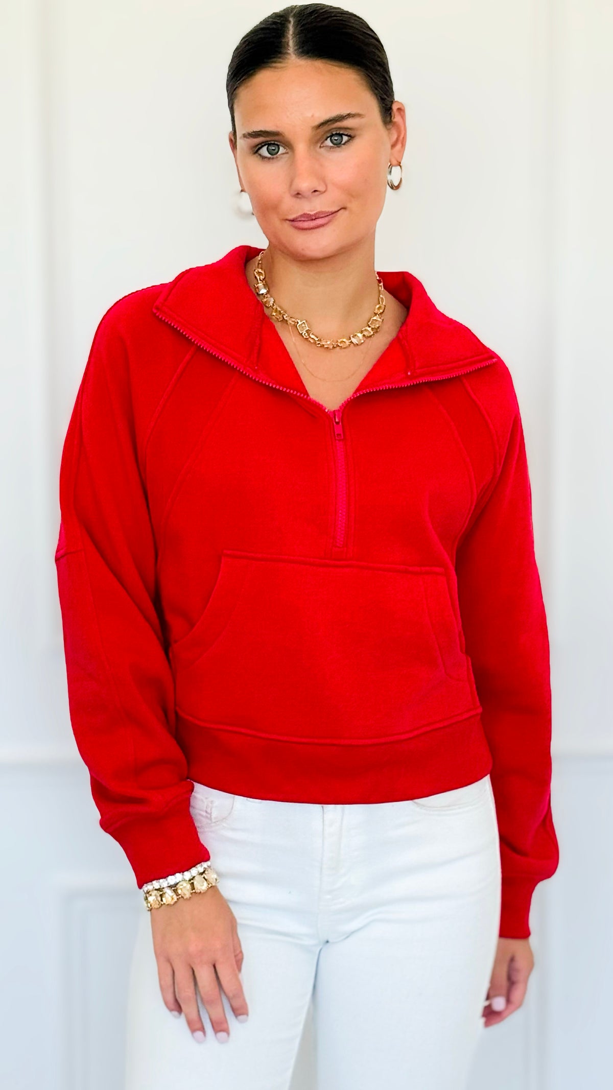 Mist Over Capri Sweatshirt - Ruby-130 Long Sleeve Tops-Zenana-Coastal Bloom Boutique, find the trendiest versions of the popular styles and looks Located in Indialantic, FL