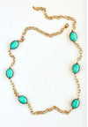 Chunky Station Long Necklace- Aqua-230 Jewelry-YOCHI-Coastal Bloom Boutique, find the trendiest versions of the popular styles and looks Located in Indialantic, FL