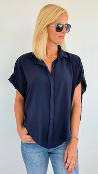 Sleeveless Hi-Low Shirt Top-Navy-100 Sleeveless Tops-BucketList-Coastal Bloom Boutique, find the trendiest versions of the popular styles and looks Located in Indialantic, FL