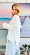 East Coast Knit Oversized Sweater-White, Khaki-140 Sweaters-Miracle-Coastal Bloom Boutique, find the trendiest versions of the popular styles and looks Located in Indialantic, FL