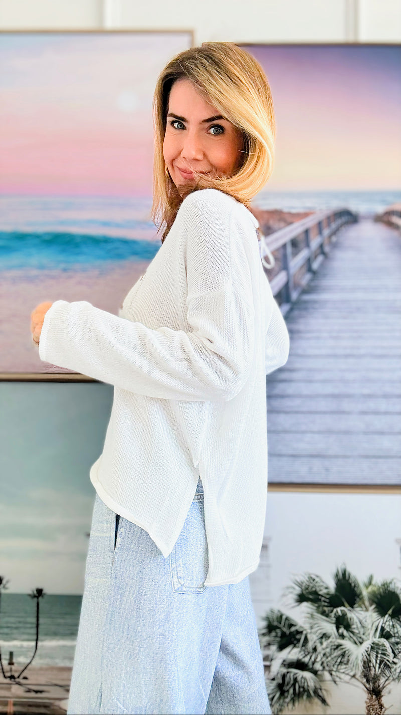 East Coast Knit Oversized Sweater-White, Khaki-140 Sweaters-Miracle-Coastal Bloom Boutique, find the trendiest versions of the popular styles and looks Located in Indialantic, FL