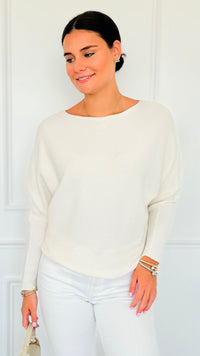 Ribbed Italian Pullover- Winter White-140 Sweaters-Italianissimo-Coastal Bloom Boutique, find the trendiest versions of the popular styles and looks Located in Indialantic, FL