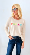 "Vacay" Lightweight Soft Sweater Top - Beige-140 Sweaters-MIRACLE-Coastal Bloom Boutique, find the trendiest versions of the popular styles and looks Located in Indialantic, FL