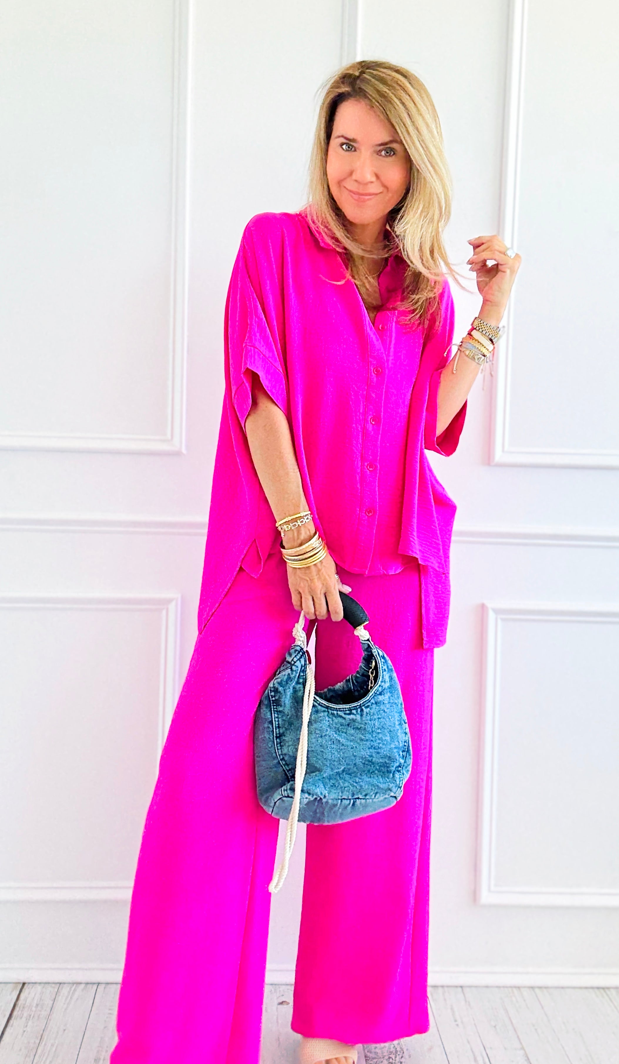 Desert Sunset Draped Set - Hot Pink-210 Loungewear/Sets-ODDI-Coastal Bloom Boutique, find the trendiest versions of the popular styles and looks Located in Indialantic, FL