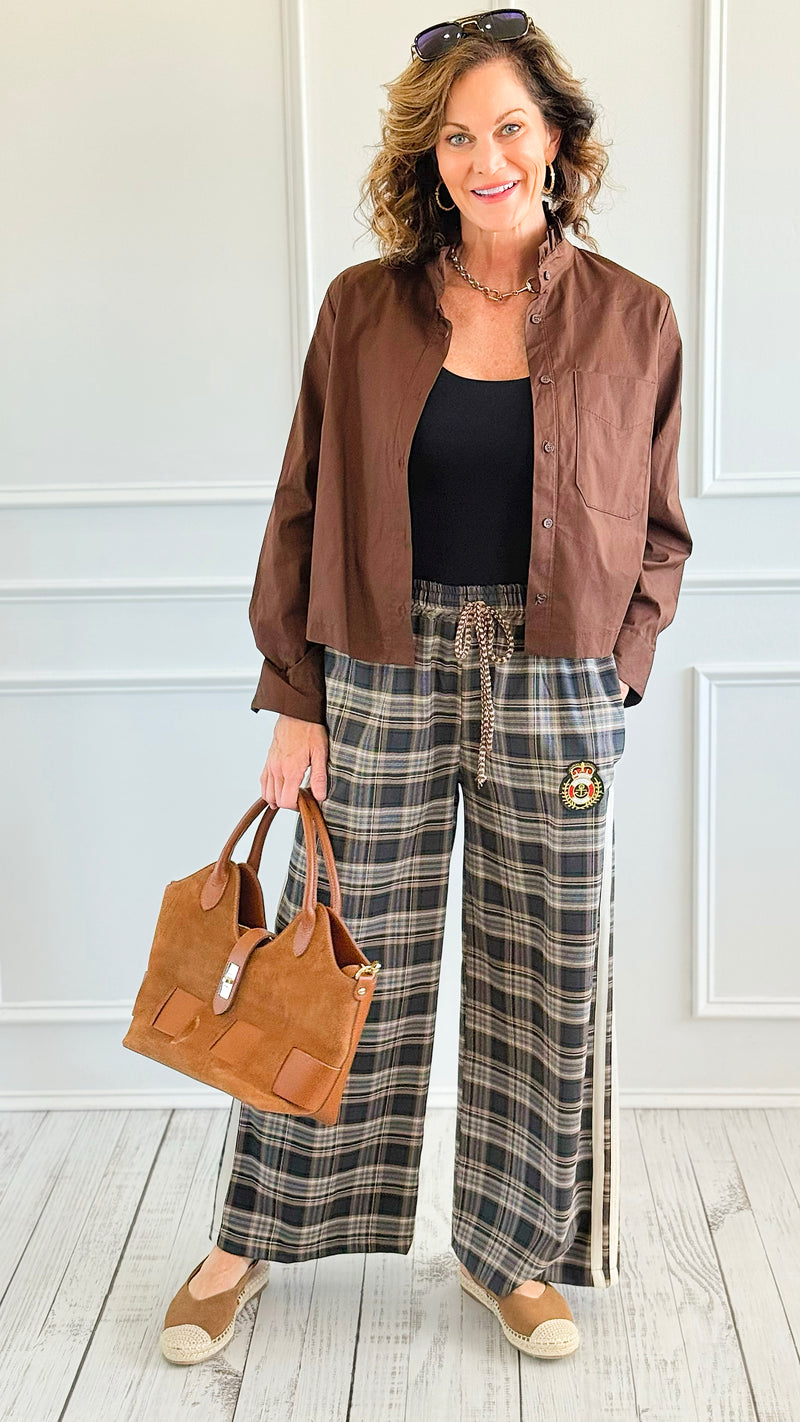 Regal Emblem Plaid Italian Pants-100 Pants-TATTOO Z-Coastal Bloom Boutique, find the trendiest versions of the popular styles and looks Located in Indialantic, FL