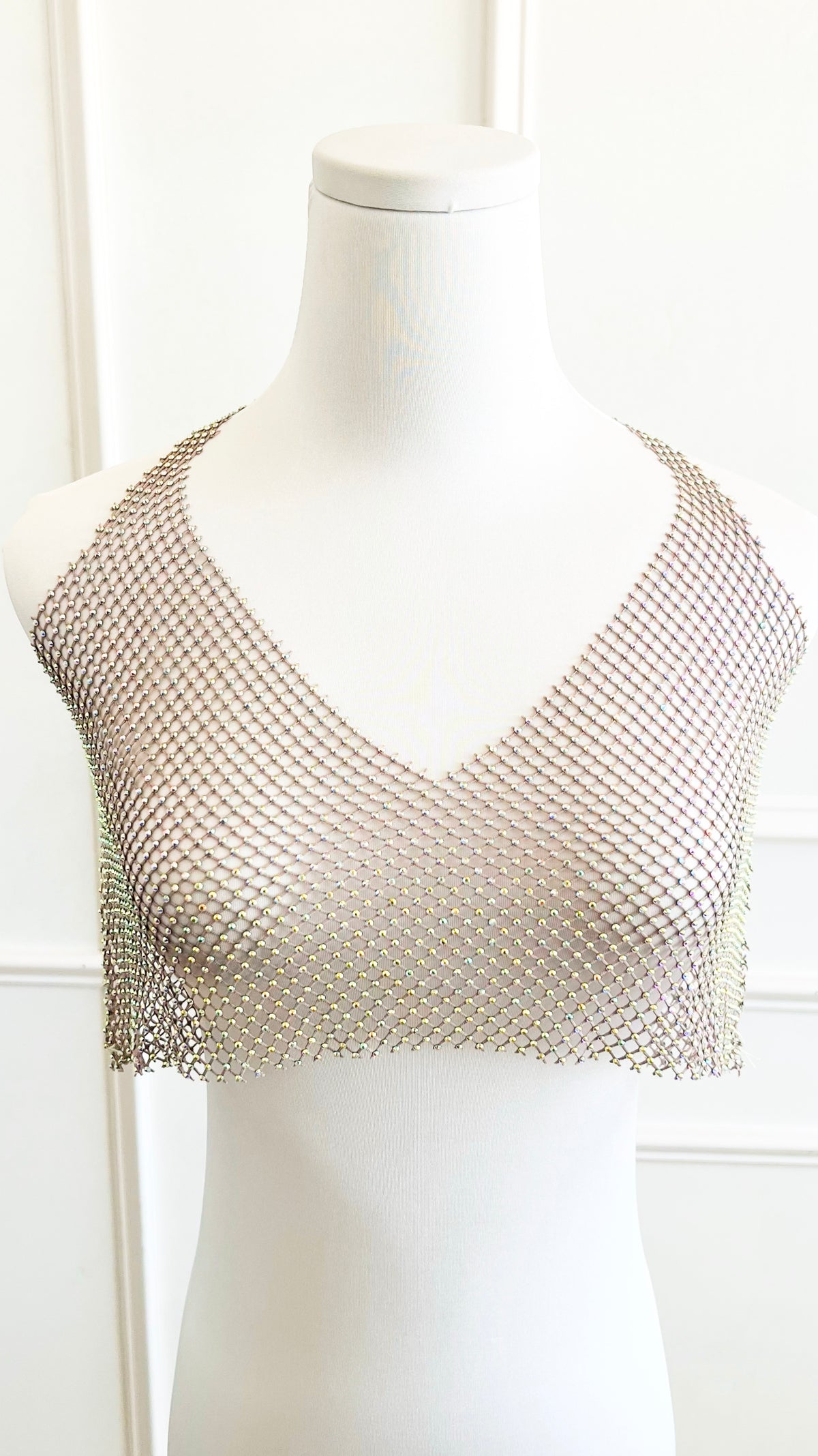 CZ Mesh Top - Khaki-100 Sleeveless Tops-ICCO ACCESSORIES-Coastal Bloom Boutique, find the trendiest versions of the popular styles and looks Located in Indialantic, FL