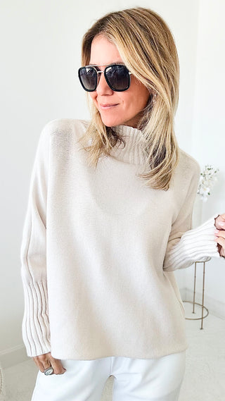 Break Free Long Sleeve Italian Sweater Top - Ivory