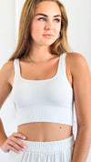 All-Day Comfort Ribbed Crop Top - White-100 Sleeveless Tops-Zenana-Coastal Bloom Boutique, find the trendiest versions of the popular styles and looks Located in Indialantic, FL