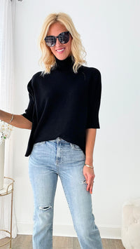 Break Free Italian Sweater Top - Black-140 Sweaters-Italianissimo-Coastal Bloom Boutique, find the trendiest versions of the popular styles and looks Located in Indialantic, FL