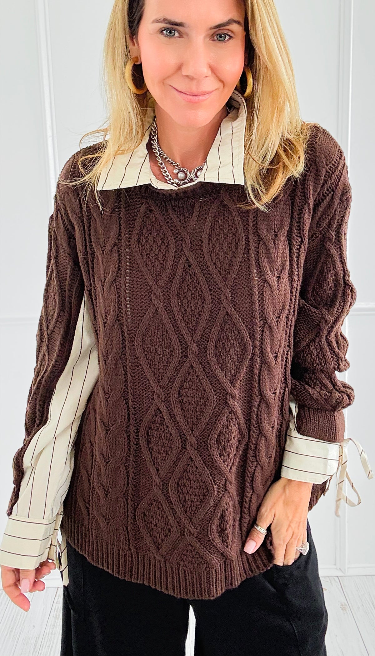Borrowed Layers Knit Sweater-140 Sweaters-ROUSSEAU-Coastal Bloom Boutique, find the trendiest versions of the popular styles and looks Located in Indialantic, FL