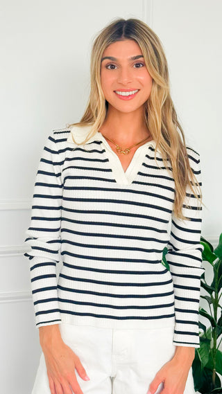 Collared Striped Top