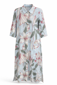 Blush Garden Italian Button Dress- Light Blue