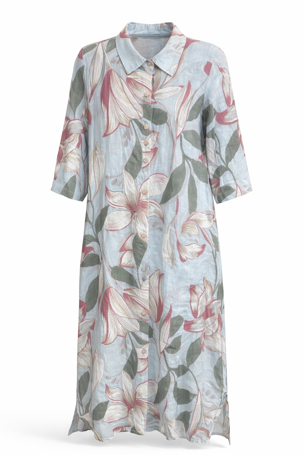 Blush Garden Italian Button Dress- Light Blue