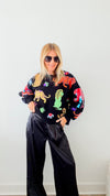 Walk About The Zoo Queen of Sparkles Sweatshirt - Black-130 Long Sleeve Tops-Queen of Sparkles-Coastal Bloom Boutique, find the trendiest versions of the popular styles and looks Located in Indialantic, FL