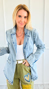 Washed Denim Blazer-160 Jackets-26 INTERNATIONAL-Coastal Bloom Boutique, find the trendiest versions of the popular styles and looks Located in Indialantic, FL