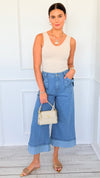 Bows & Cuffs Cropped Denim Pants-190 Denim-ODDI-Coastal Bloom Boutique, find the trendiest versions of the popular styles and looks Located in Indialantic, FL