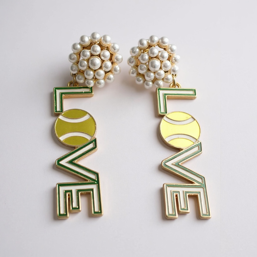 Love Tennis Dangle Earrings