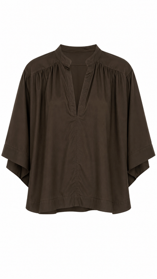 Grand Entrance Italian Poncho Top- Brown