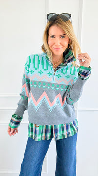 Desert Echo Mock Zip Sweater-140 Sweaters-&MERCI-Coastal Bloom Boutique, find the trendiest versions of the popular styles and looks Located in Indialantic, FL