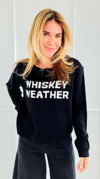 Whiskey Weather Sweater- Black-140 Sweaters-PANACHE APPAREL-Coastal Bloom Boutique, find the trendiest versions of the popular styles and looks Located in Indialantic, FL