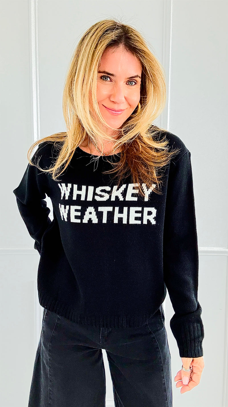 Whiskey Weather Sweater- Black-140 Sweaters-PANACHE APPAREL-Coastal Bloom Boutique, find the trendiest versions of the popular styles and looks Located in Indialantic, FL